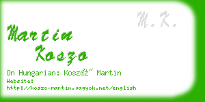 martin koszo business card